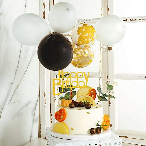 BalsaCircle Black Silver Clear Mini Balloons Garland Cake Topper Decorationset