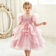 thumbnail image 2 of THDHVS Flower Girl Dress,Puff Sleeve Princess Party Gown Elegant Fashion Design for Girls Bridesmaid Birthday Dinner Stage Show,Girls Party Dress Hot Pink 2-3 Years, 2 of 10