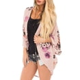 thumbnail image 3 of Zando Floral Kimono Cardigans for Women Loose Open Front Kimono Swimsuit Cover Ups for Women Casual Beach Cover Up Women Floral Pink M, 3 of 4