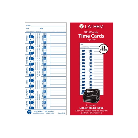 Lathem Time - Time card (pack of 100)