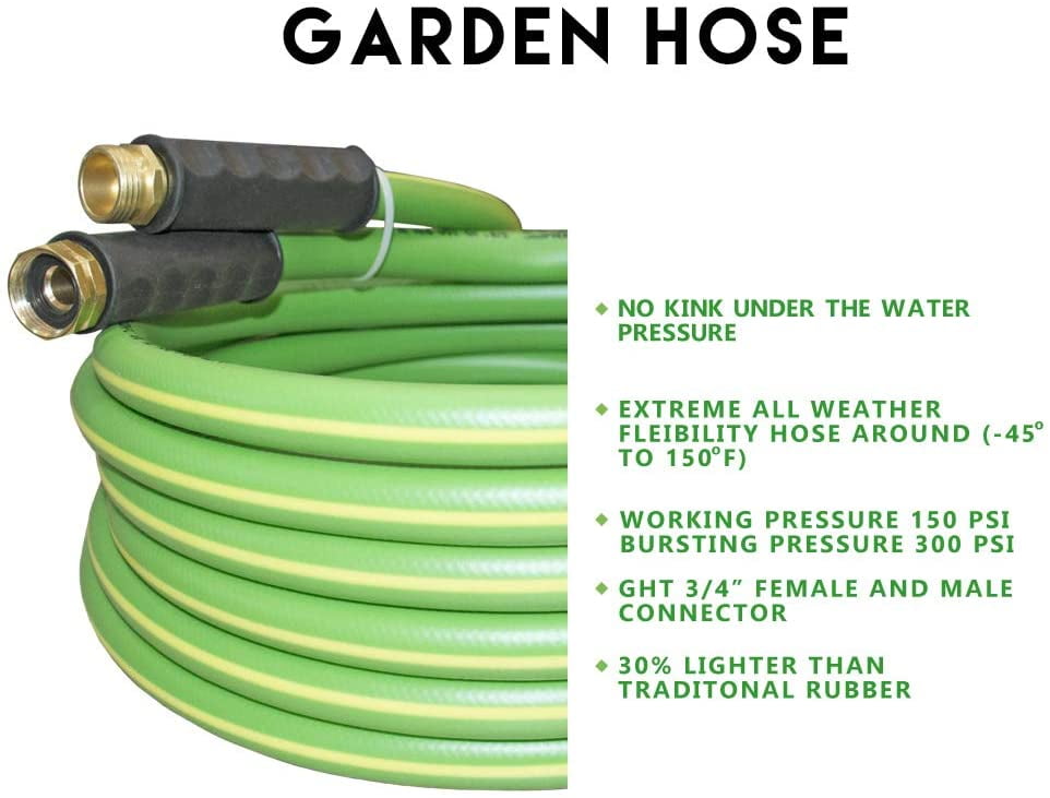 50 FEET 5/8IDx50' Garden Hose Durable PVC Non Kinking Heavy Water Hose with Brass Hose Fittings With 1 Pcs 10 Patterns Hose Nozzle Spray Nozzle