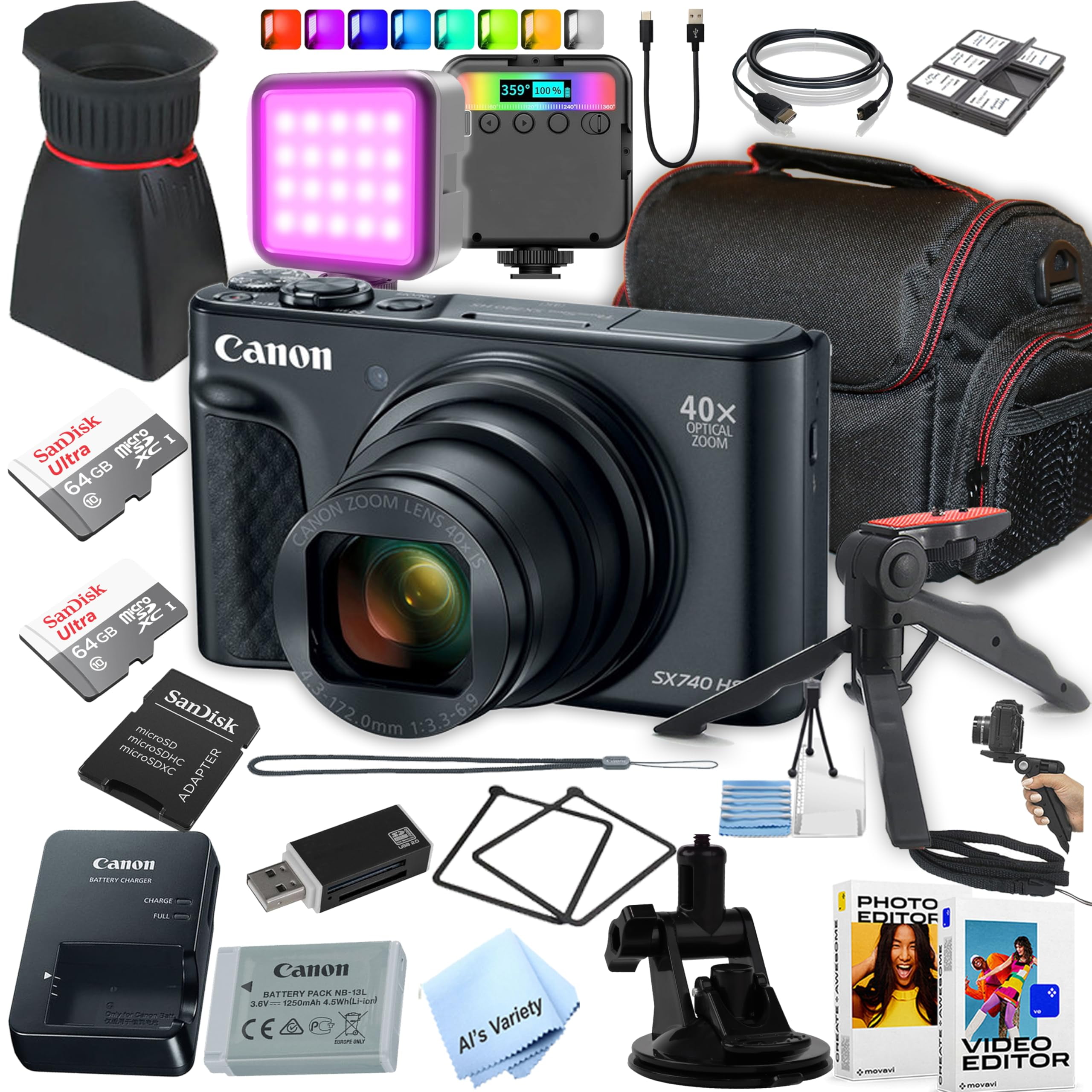 Canon PowerShot SX620 HS Compact Digital Camera (Red) with Canon PowerShot SX620 HS Compact Digital Camera (Red) with