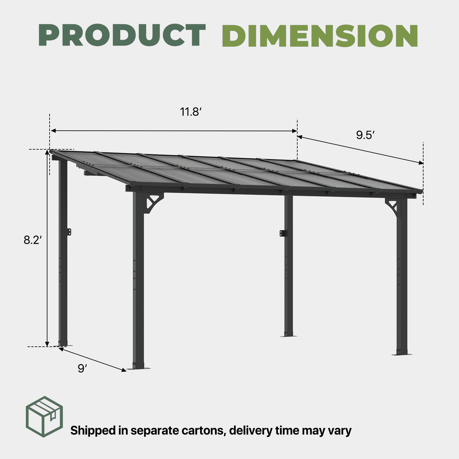 BaPiPro 12x10 ft Wall-Mounted Hardtop Gazebo with Polycarbonate Roof, Aluminum Frame, Outdoor Patio Cover for Poolside or Backyard, UV Resistant