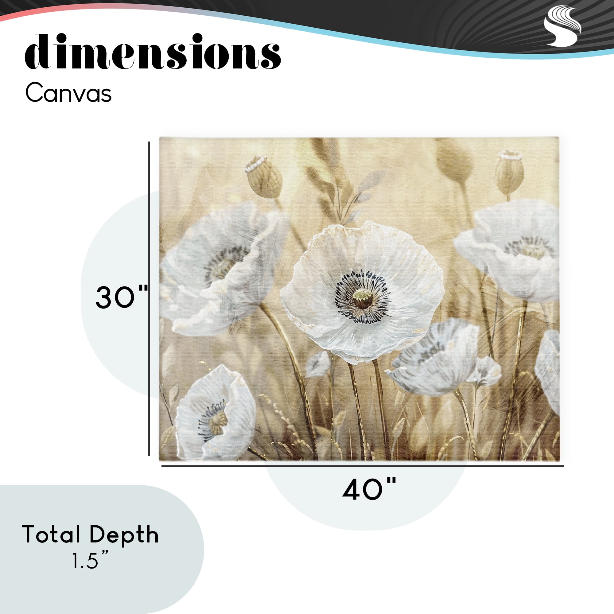 Stupell Industries White Poppies Beige Field Canvas Wall Art, design by Kim Allen