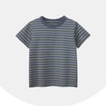 thumbnail image 1 of Blusas y camisas de manga corta con cuello redondo Camiseta de rayas de manga corta con cuello redondo de verano para niños Top informal versátil para bebés para usar al aire libre Conjunto de poliést, 1 of 4