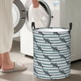 thumbnail image 4 of Large Laundry Basket with Handles - Striped Cute Cartoon Shark Kids Baby Dirty Clothes Laundry Hamper for Bedroom Aesthetic, 4 of 5