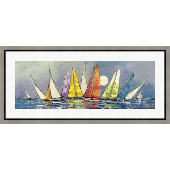 Great Art Now Regata al Chiar di Luna II by Luigi Florio, Framed Wall Art, 41.5W x 19H