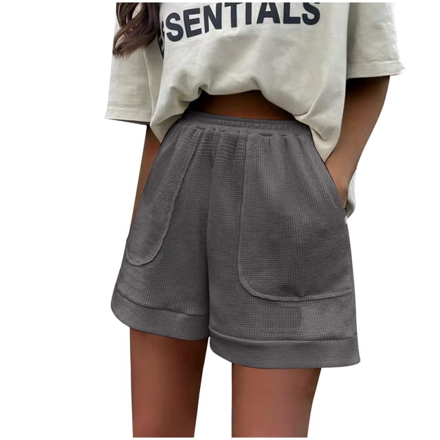 LOVZFMLL Pantalon Grand Polyvalent Décontracté pour Femmes Shorts Amples Gris TG