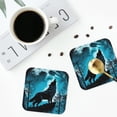 thumbnail image 4 of Vsdgher Blue Full Moon Wolf Leather Coasters for Drinks, Durable Drink Coasters 4 Set for Tabletop Protection, Luxurious Home Décor and Housewarming Gift ( {designName})Square, 4 of 6