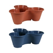 IOS Nature Garden Essentials 3-Pot Planters Stackable Plastic Blue and Terracotta Color (Bundle With Supresang Panghalaman) for Backyards, Lawns, Gardens, and Patios, 14 in. (2pcs/set)