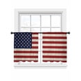 thumbnail image 2 of Sheer Curtains 54 Inches Long 2 Panels, American Flag on Wood Plank Rod Pocket Curtain Voile Draperies, Vintage Red Blue Stripe Star Light Filtering Window Treatment for Living Room Kitchen Bedroom, 2 of 8