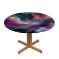 thumbnail image 3 of WYYP Aurora Borealis Nebula Round Tablecloth Waterproof 100% Polyester Fiber with Elastic Edge White, 3 of 8