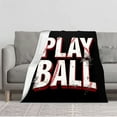 thumbnail image 1 of Durable Soft & Warm Flannel Blanket - Cozy Design for Sofa Travel Bed & Chair - Stylish Pattern with Baseball Stitches & Bold Letters, 1 of 5