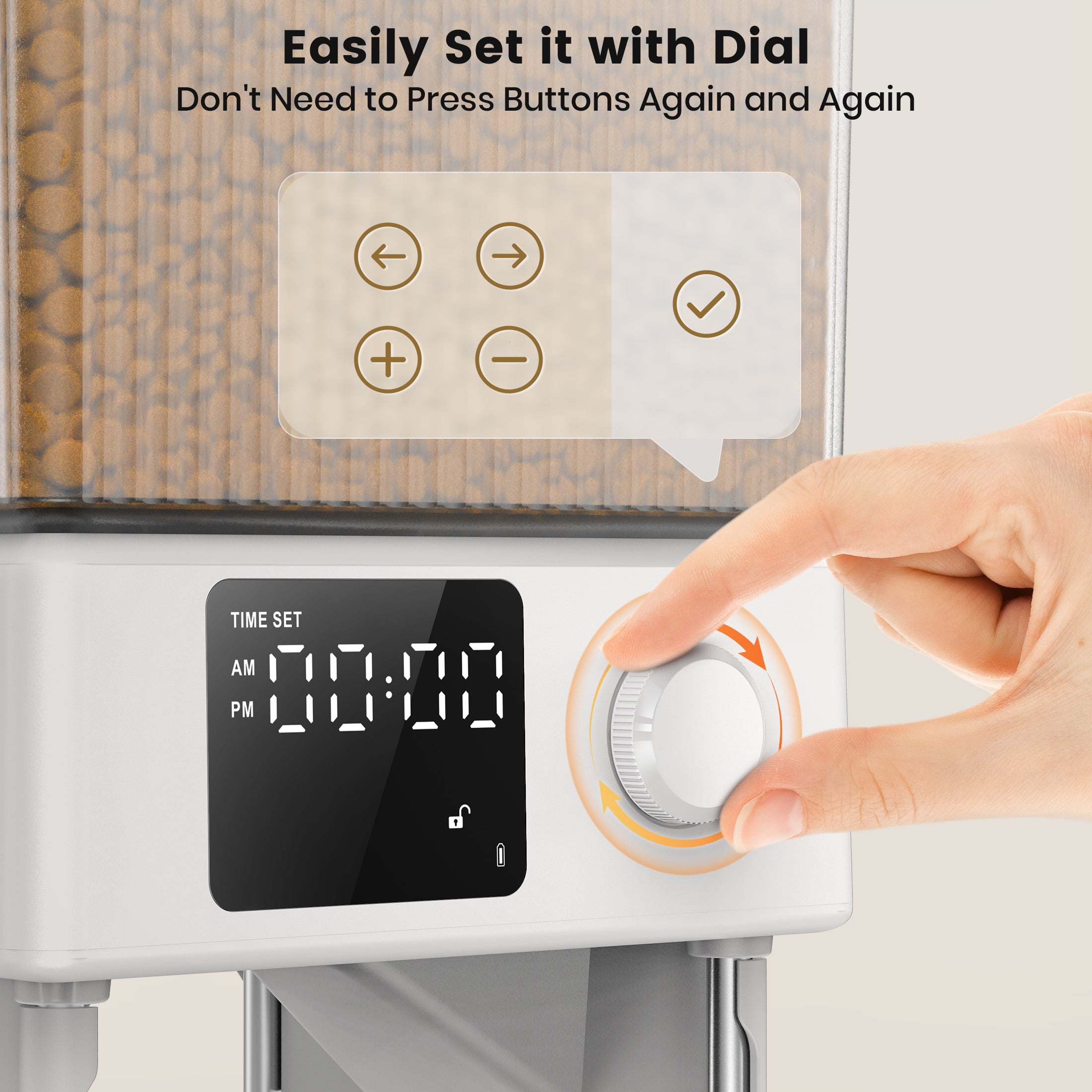 Oneisall Automatic Cat Feeder for 2 Cats, 20 Cups/5L Automatic Cat Food Dispenser for Small Pets Indoor, Timed Cat Feeder Automatic for Dry Food - White
