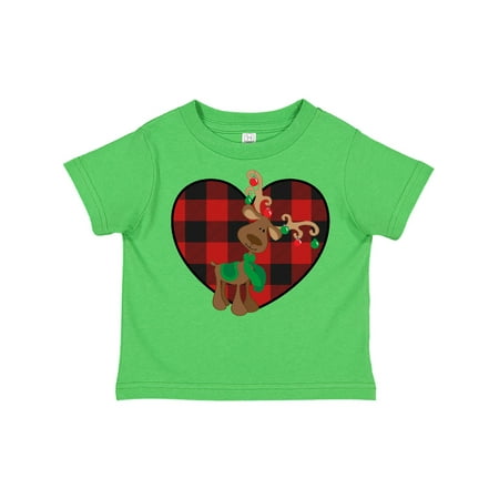 

Inktastic Christmas Reindeer Buffalo Plaid Gift Toddler Boy or Toddler Girl T-Shirt