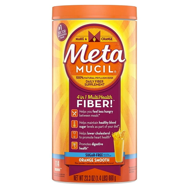 Metamucil Daily Fiber Supplement, 100 Natural Psyllium Husk, Orange