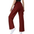 thumbnail image 4 of biudgviw Womens Wide Leg Cargo Pants Elastic High Waist Drawstring Quick Dry Trousers Loose Joggers Lightweight Pants with Pockets, 4 of 6