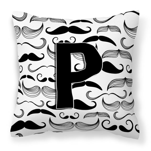 Letter P Moustache Initial Fabric Decorative Pillow