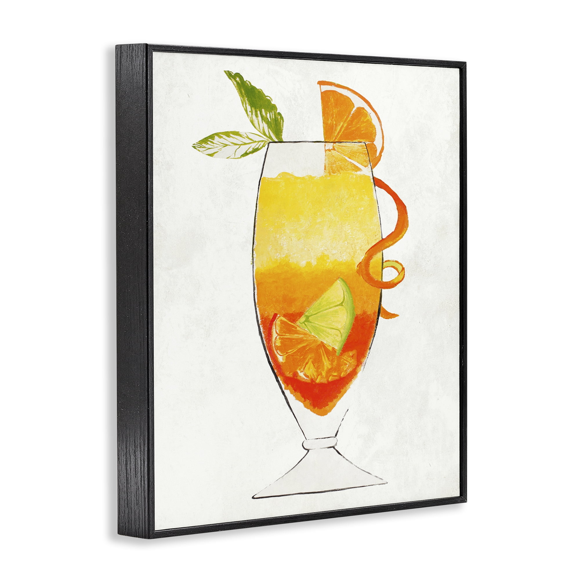 Stupell Industries Summer Cocktail Orange Fruit Black Framed Giclee Art, design by Lorenzo Collective