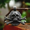 thumbnail image 3 of HOOUN Mens Pirate Skull Crossbones Pendant Necklace Punk Retro Jewelry Stainless Steel, 3 of 3