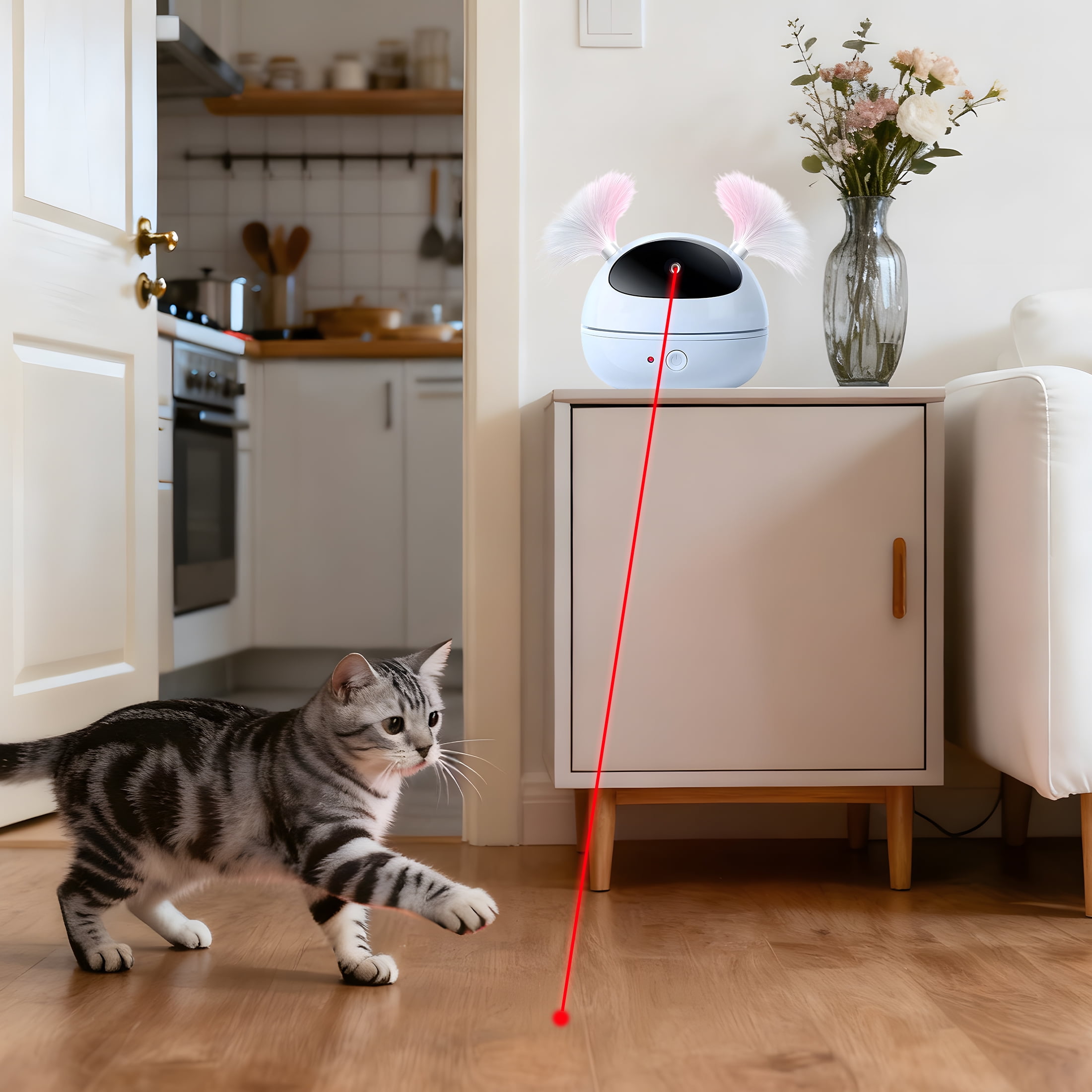 BESTSKY Interactive Cat Toys with Unique Roly-Poly Design, automatic lazer pointer for cat for fun indoor play, Cat Gifts for Cat Owners and Their Pets, Blue