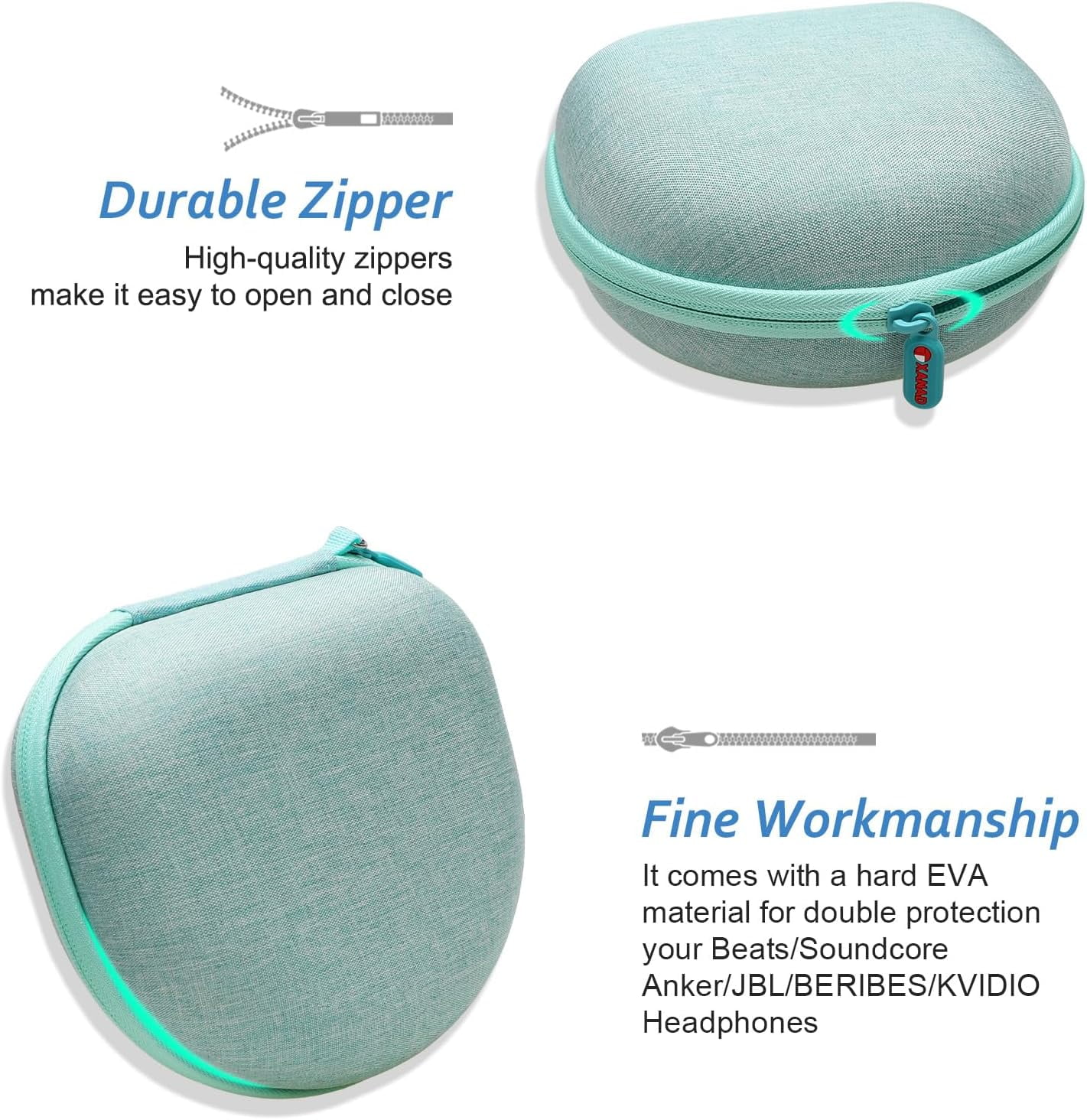 Kids Headphones Case Compatible with JBL Junior 320 / Junior JR 320BT / iClever BTH12 / HS19 / BTH26 / JoySpark-T5 / Candy Bila BH03 / EarFun/IMYB/MIDOLA MD-B01/Noot Kids Headphones, Green(Case Only)