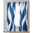 Dark Blue Ripples Lines Modern Tulle Curtains Living Room Voile Drapes