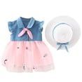 thumbnail image 2 of HAOTAGS Girls Casual Dresses Size 12M,Floral Prints Summer Lightweight Summer Cute Kids Denim Dress Pink, 2 of 8