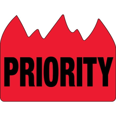 Black Label Flat Flame DL1391 Red / Black 1 1/2 Inch x 2 Inch Priority (Bill of Lading) Flame Labels Made In USA ROLL OF 500 ()