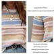 thumbnail image 5 of Suéter de punto a rayas Jersey de cuello redondo Hombro caído Suéter casual de manga larga para mujer Blanco M, 5 of 6