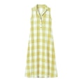 thumbnail image 7 of Achuyrbd Women's Plaid Button Front Sleeveless Dress, Collared Long Maxi Shirt Dress with Pockets, Loose Fit Summer Vacation Outfit, S-2XL, 7 of 7