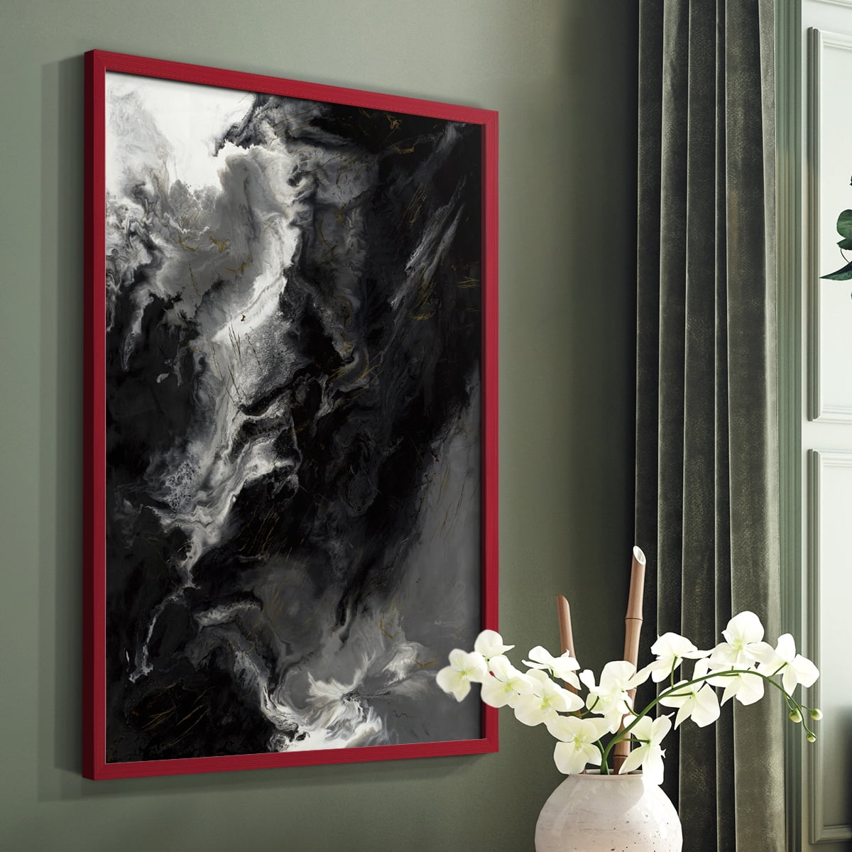 Changes Framed Print in Red Solid Wood Framed Print No Nail Hanging