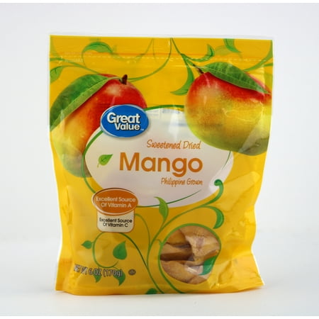 Great Value Sweetened Dried Philippine Mango, 6 oz