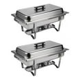 thumbnail image 2 of Yesfashion 2 Pack Buffet Catering Dish, Full Size Rectangular Stainless Steel Chafing Dishes Buffet Set With Trays Pan Lid Folding Frame Stand For Buffets Parties Picnic, 2 of 9