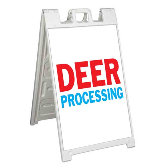 Deer Processing (24" X 36") Standard A-Frame Signicade, Includes Decal Applied To Stand
