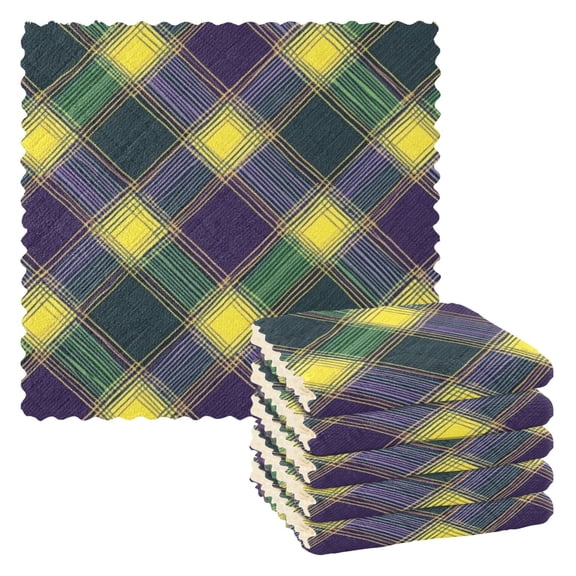 Mardi-gras Color Dish Cloths Dish Towels Cleaning Cloths Quick Drying Reusable 11" x 11" Set of 6