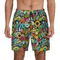 thumbnail image 2 of Picia Color Summer pattern Mens Swim Trunks with Compression Liner Stretch Beach Shorts Quick Dry with Zipper Pockets No-Chafing Board Shorts-Medium, 2 of 9