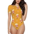 thumbnail image 2 of Uemuo Cute Popcorn Pattern Women's One Piece Short Sleeve Swimsuit Rash Guard Surfing Modest Quick-drying Swimsuit Beach Essentials-X-Large, 2 of 9
