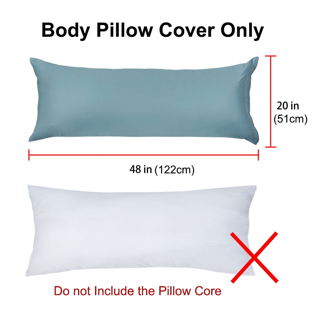 Unique Bargains Egyptian Cotton Zipper Long Body Pillow Cover Slate Blue 20" x 48"
