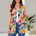 thumbnail image 3 of Chiccall Women's Floral Print Sleeveless Vest Cardigan Open Front V Neck Long Line Layering Waistcoat with Side Pockets, 3 of 8