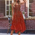 thumbnail image 5 of Uscallm Women's Casual Maxi Dresses Round Neck Sleeveless High Low Hem Printed Boho Lightweight Long Vacation Beach Sundresses, Red XL, 5 of 7