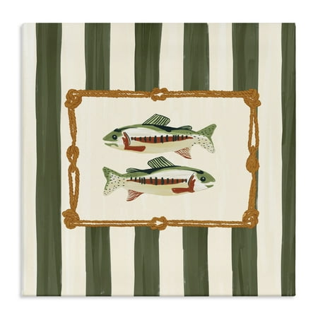 Stupell Industries Maritime Fish with Rope Border Canvas Wall Art design by Veronica Lara, 17 x 17