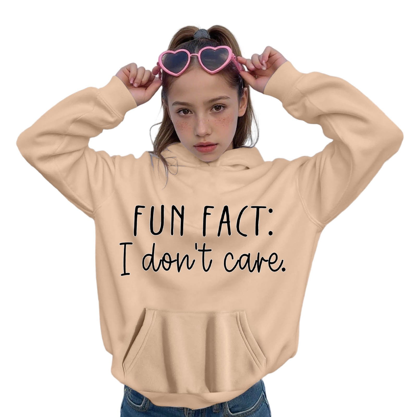 Puliio Womens Hoodie Fun Fact Quote Letter Print Drawstring Daily Cute Pullover Sweatshirt With Pocket