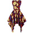 thumbnail image 2 of The Abi Midi Ankara African Print High Low Hem Women's Plus Size Top Dress with Belt 2XL, 2 of 6