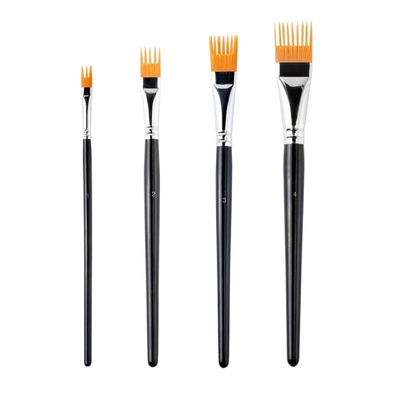 Comb Artist Brush Set, Rake Brushes for Painting with Wood Handle, Paintbrush for Acrylic Paint, Textured Art Paintbrush Set for Greeting Cards and Crafts 4 Pcs