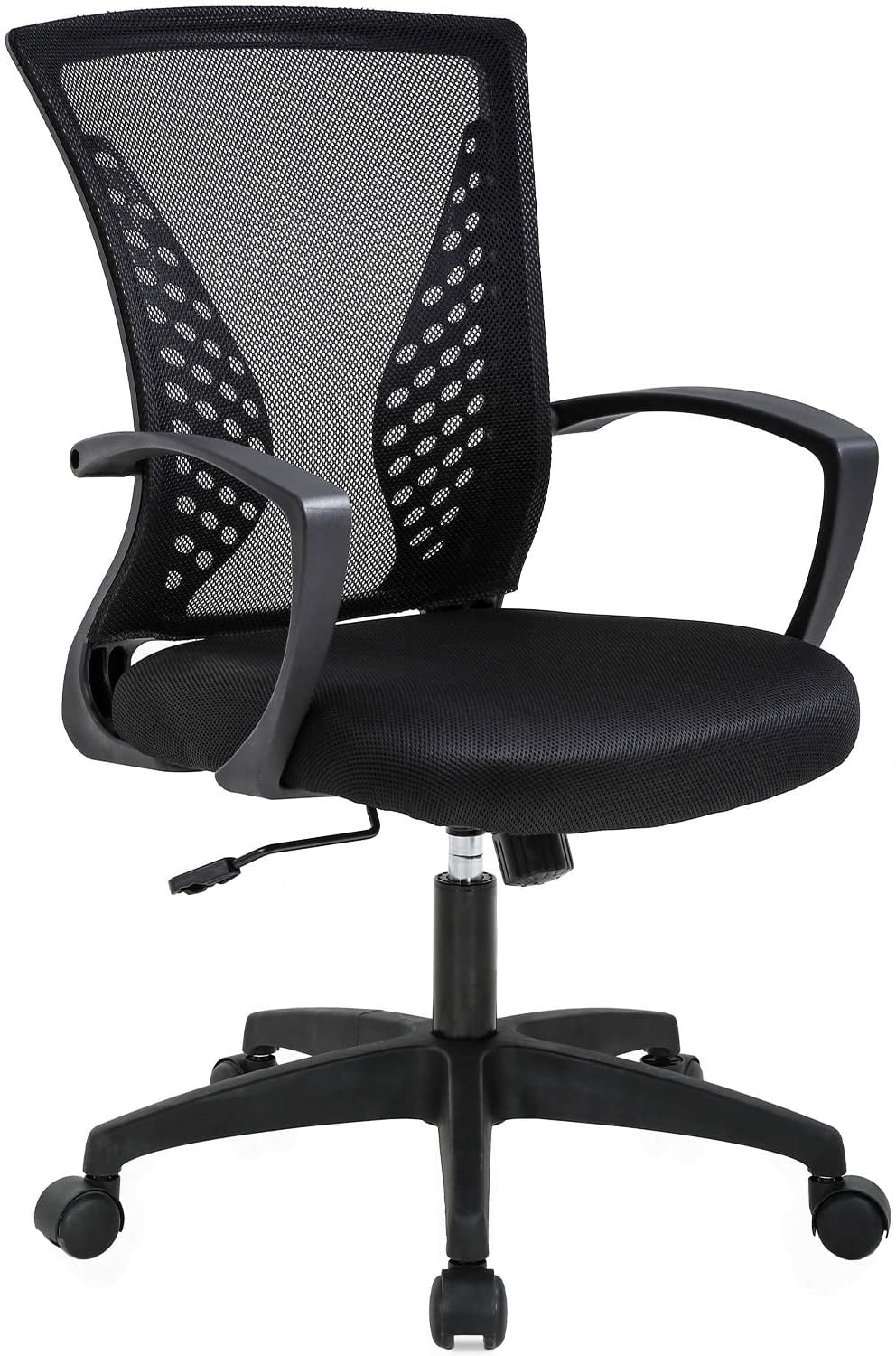 Black Ergonomic Executive Mesh Chair Swivel Mid Back Office Chair Computer Desk 