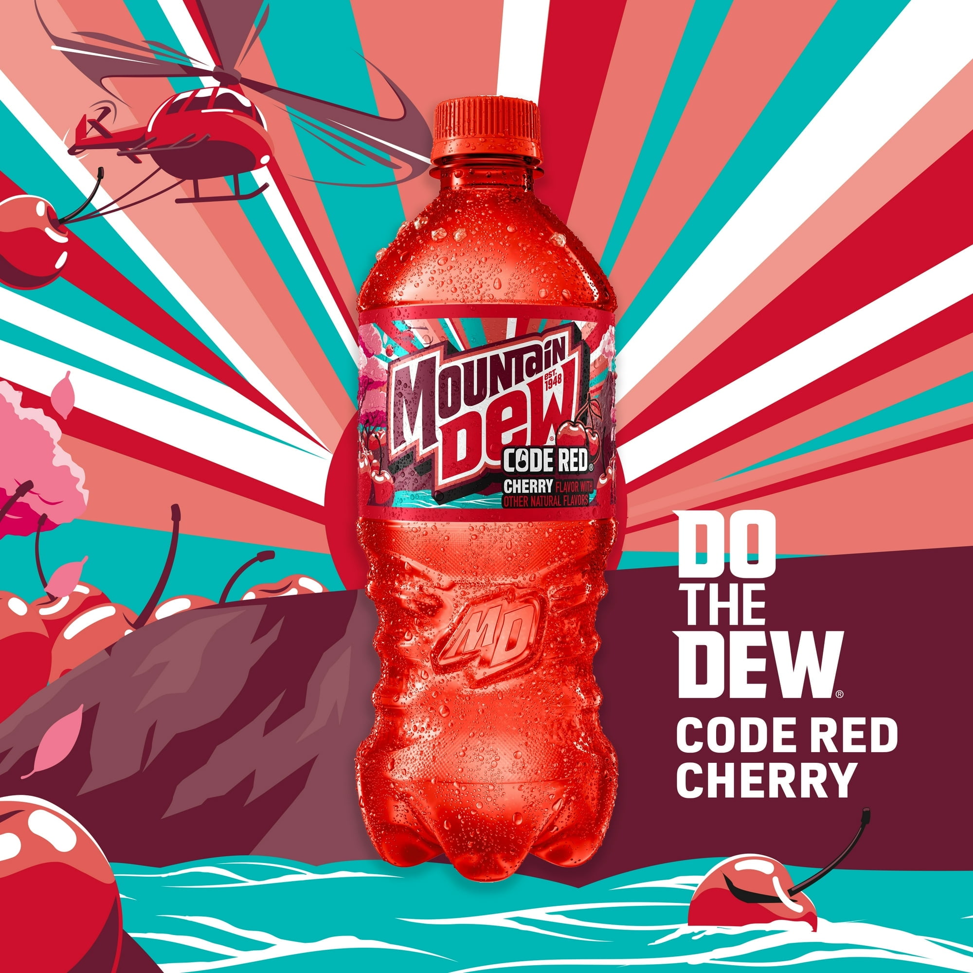 Mountain Dew Code Red Cherry Soda Pop 16.9 fl oz, 6 Count Bottles -2 pack