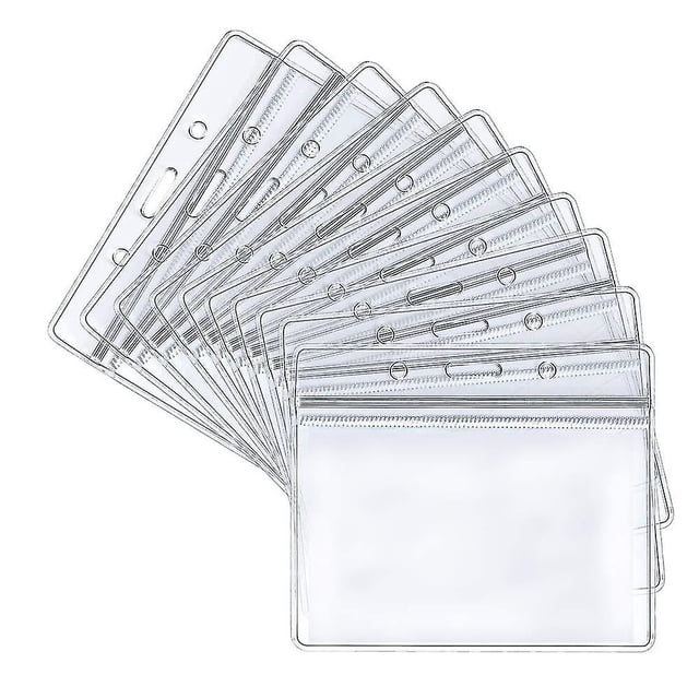 50 piezas de tarjetero de plástico, transparente, horizontal, impermeable, etiqueta de nombre, tarjetero de identificación