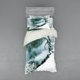 thumbnail image 1 of Ambesonne Forest Bedding Set 3 Pcs, Winter Snowy Foliage, Twin, Turquoise White, 1 of 3
