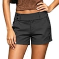 thumbnail image 2 of CFLVAEK Womens Shorts Stretch High Waisted Summer Shorts Solid Color Beach Vacation Shorts with Pockets Dark Gray M, 2 of 7